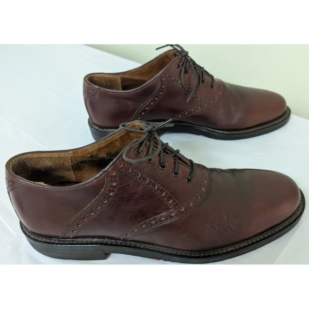 Johnston Murphy Brown Leather Saddle Oxford Brogue Dress Shoes Men's 8.5 M